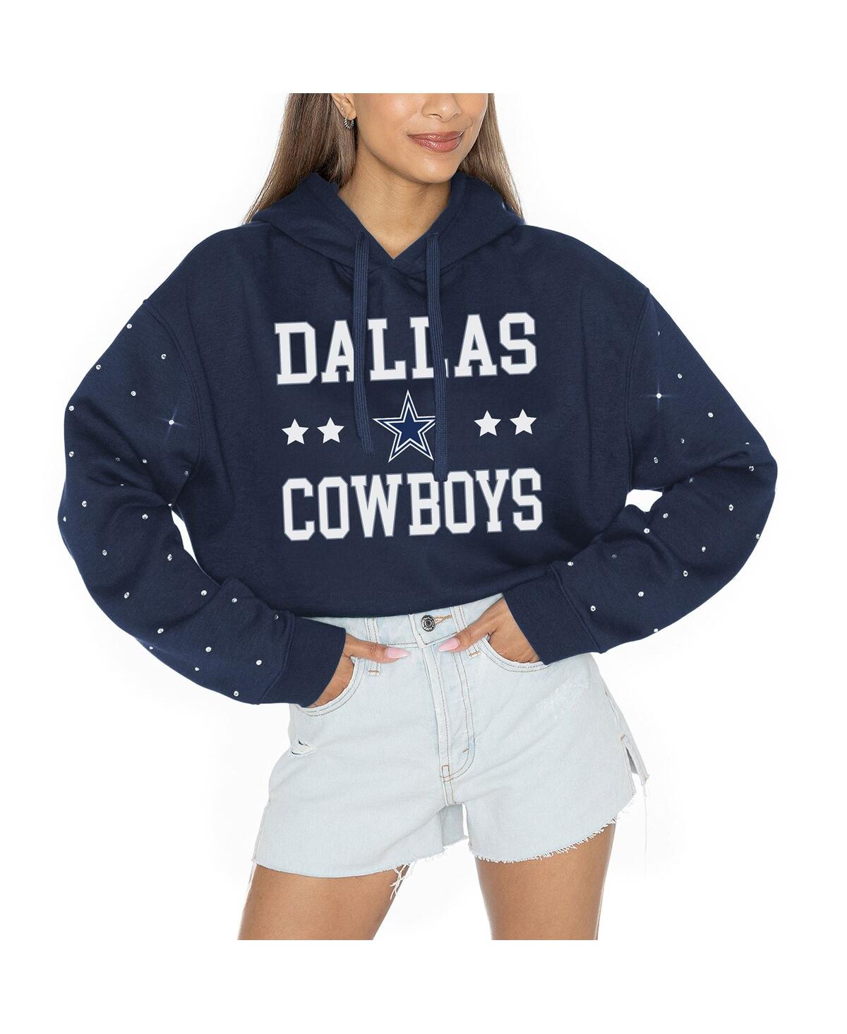 GAMEDAY COUTURE WOMEN'S NAVY DALLAS COWBOYS LIKE A STAR SCRUNCH WAIST PULLOVER HOODIE 