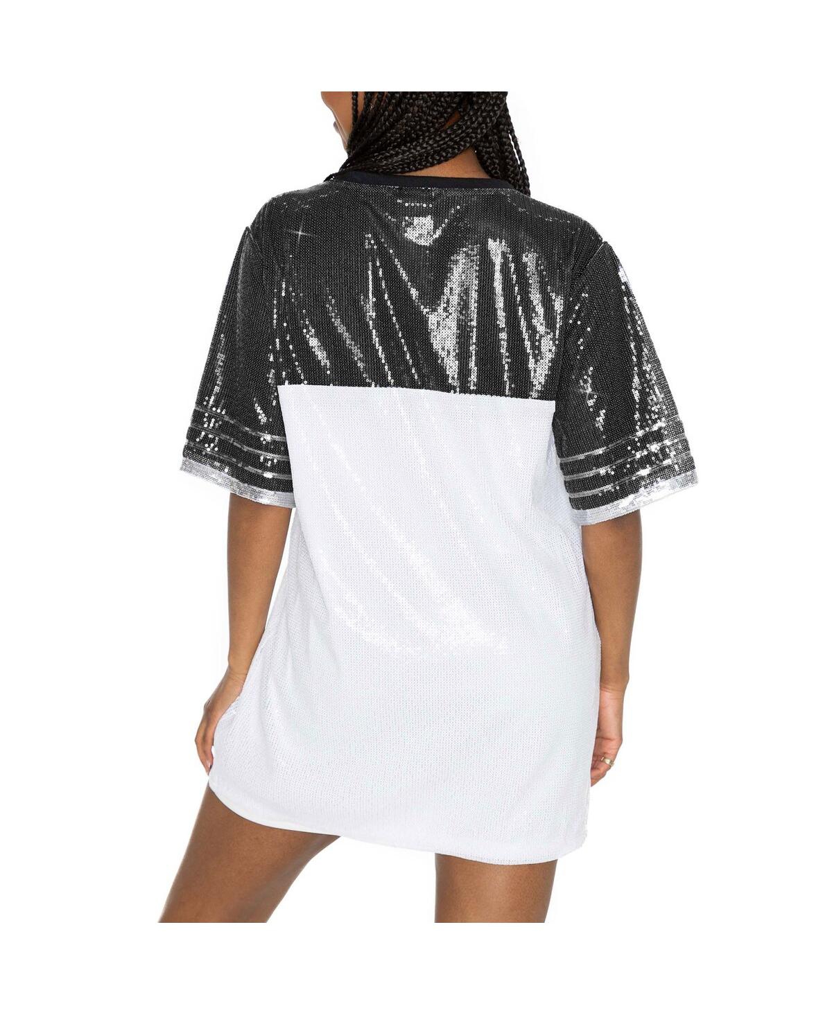 Shop Gameday Couture Women's White/black New Orleans Saints Bling It Full Sequin Jersey Dress In Black,white
