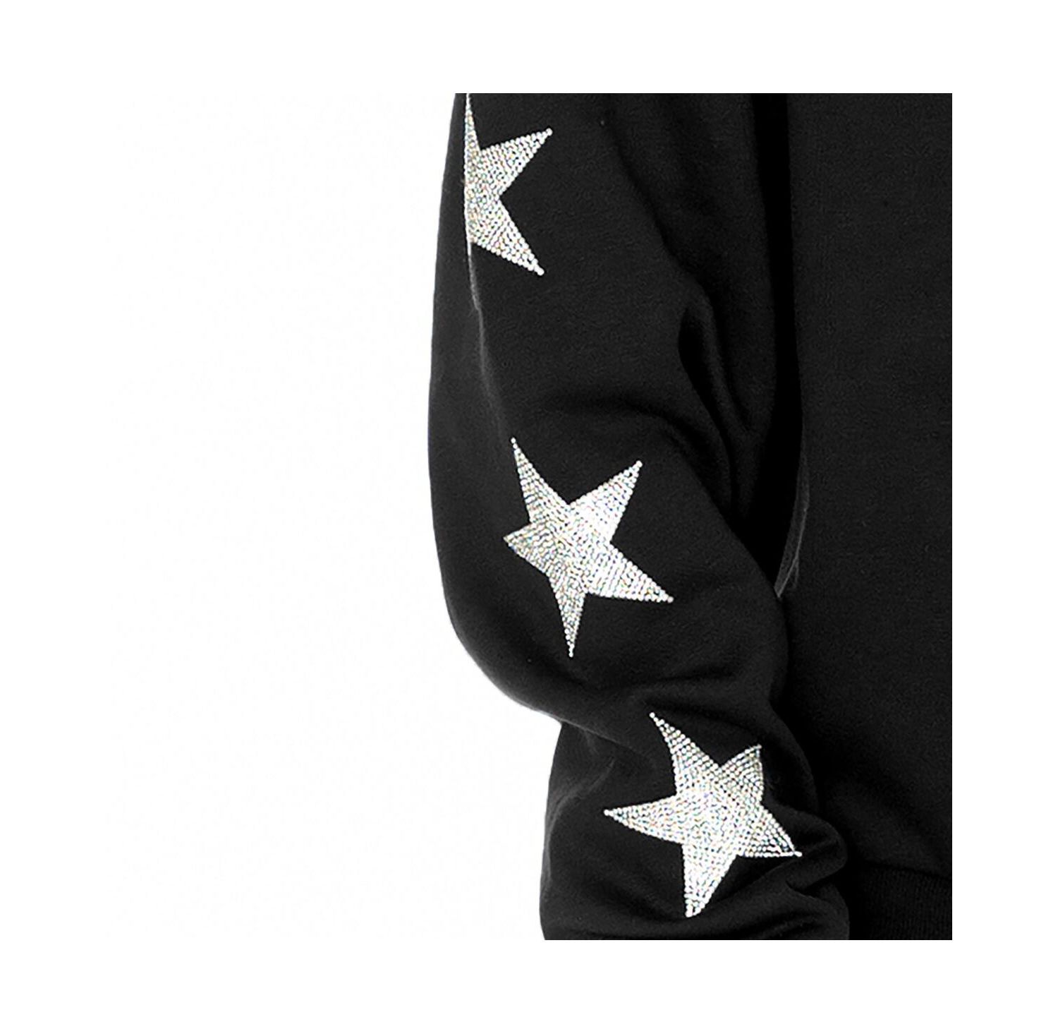 Women's Black Dallas Cowboys Rhinestone Star Sleeve Settle the Score Tri-Blend Pullover