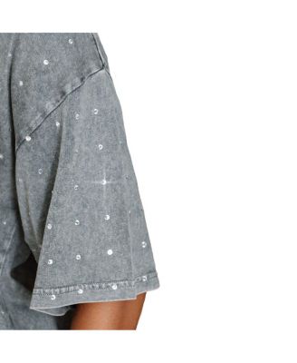 Женская серая футболка Detroit Lions Oversize Mini Classic со стразами от Gameday Couture от Gameday Couture