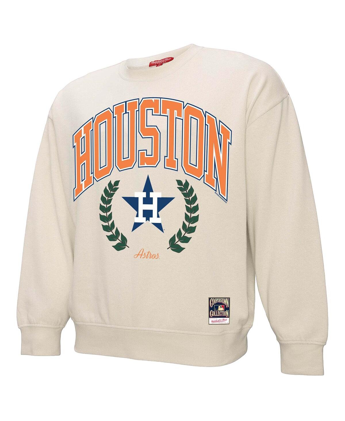 Mitchell & Ness Women's Cream Houston Astros Cooperstown Collection Laurel Crew Pullover Sweatshirt In Cream