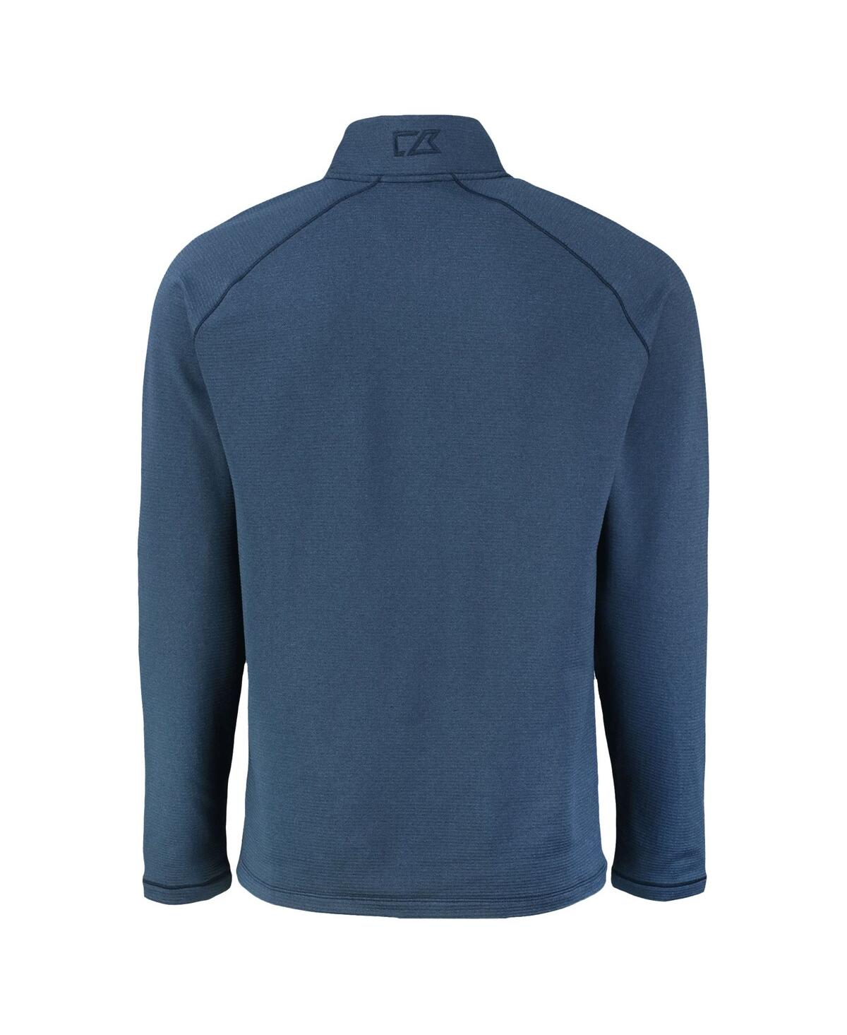 Cutter & Buck Men's Heather Navy New York Yankees Peshastin Eco Fleece Raglan Quarter-zip Top In Heather Navy