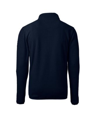 Мужская темно-синяя толстовка Notre Dame Fighting Irish от Cutter & Buck из флиса Cascade Eco Sherpa Fleece с застежкой-молнией на четверть дюйма.
