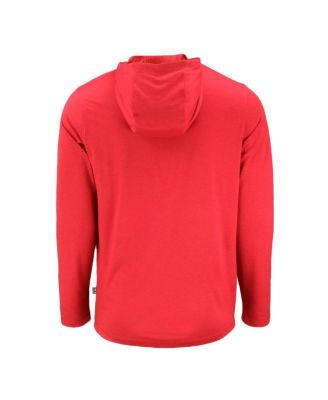 Мужская красная футболка Cutter & Buck Kansas Jayhawks Coastline Epic Comfort Eco с капюшоном и длинными рукавами от Cutter & Buck