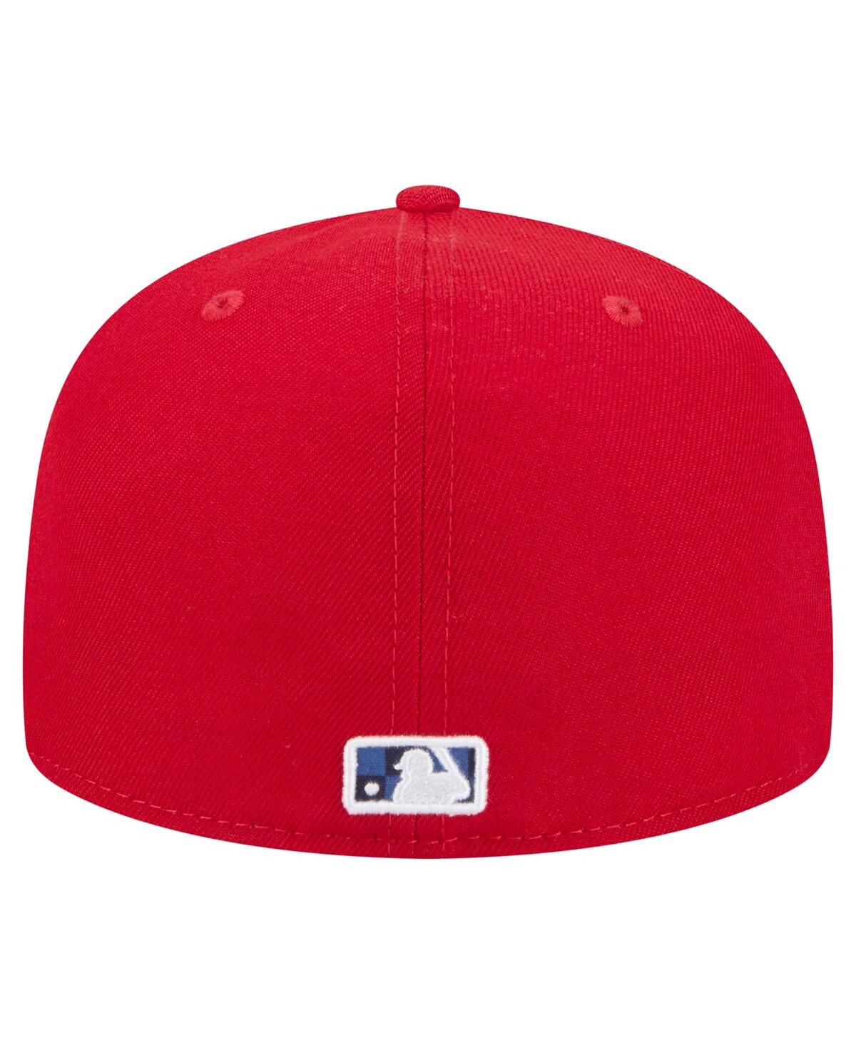 Shop New Era Men's Red Washington Nationals Checkered Undervisor 59fifty Fitted Hat