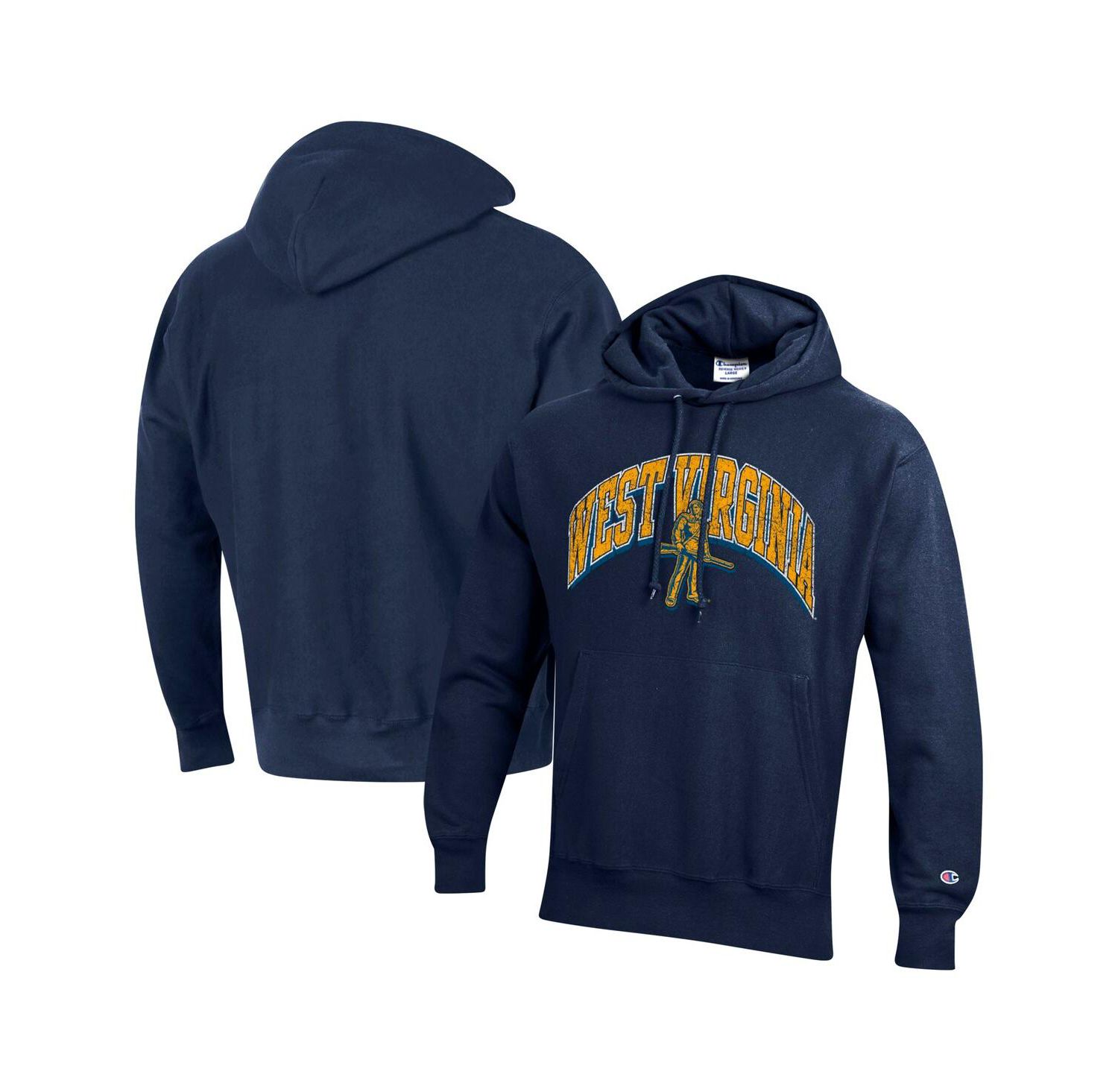 Men's Navy West Virginia Mountaineers Vault Late Night Reverse Weave Pullover Hoodie