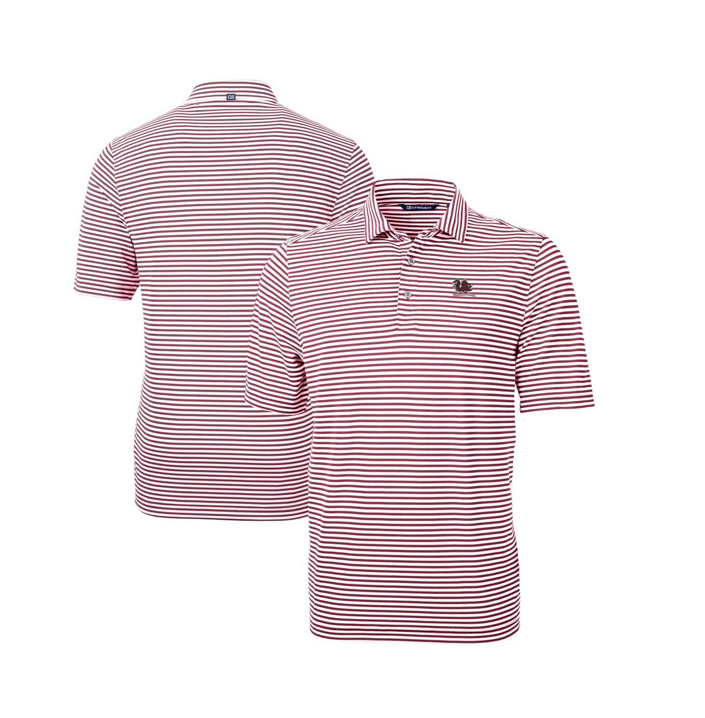 Мужское поло Cutter & Buck Garnet South Carolina Gamecocks Vault DryTec Virtue Eco Pique Stripe Polo — фото 1