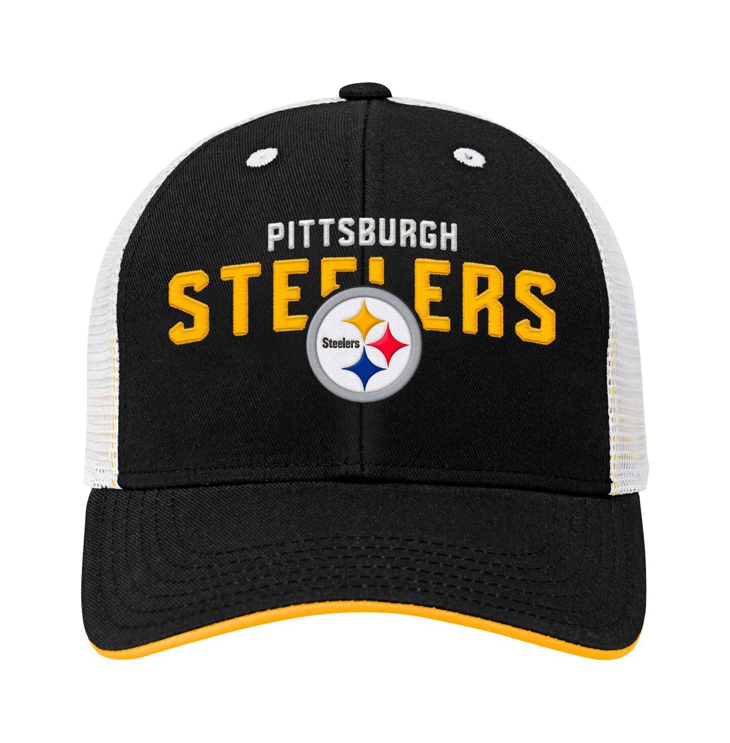 Детская кепка Outerstuff Preschool Black Pittsburgh Steelers Core Lockup Trucker Adjustable hat — фото 2
