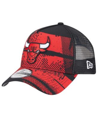 Men's Black/Red Chicago Bulls Tip Off A-Frame Trucker 9FORTY Adjustable Hat