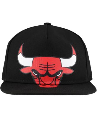 Men's Black Chicago Bulls Oversized Puff Print Logo Golfer Snapback Hat