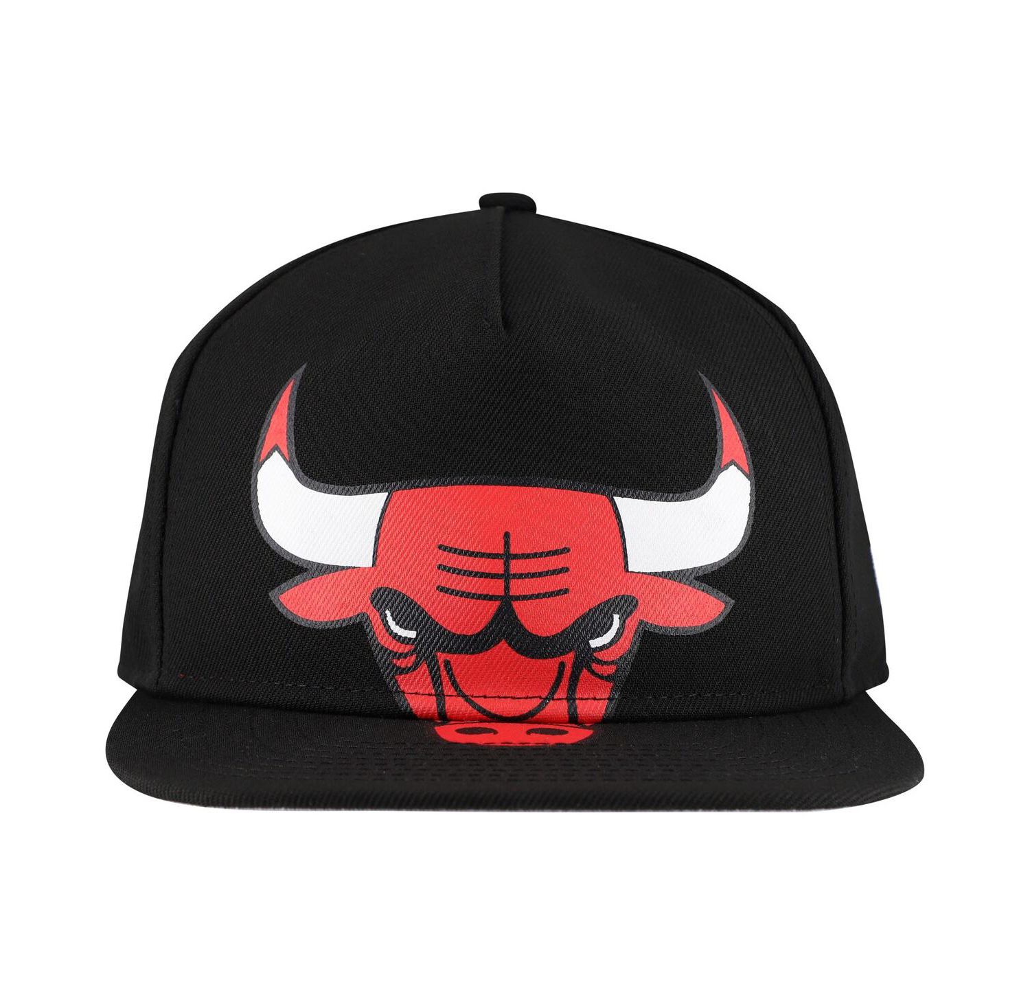 Men's Black Chicago Bulls Oversized Puff Print Logo Golfer Snapback Hat