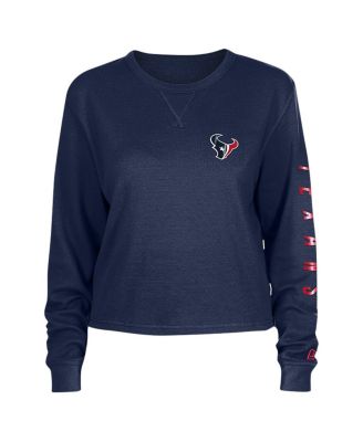 Укороченная футболка New Era Women's Navy Houston Texans Thermal с длинным рукавом