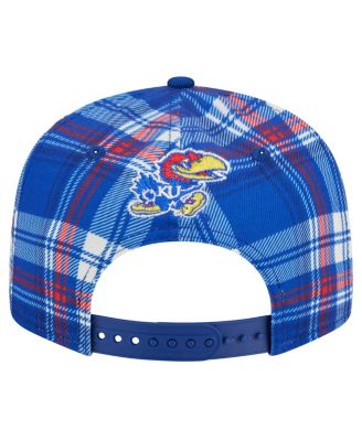 Men's Royal Kansas Jayhawks Plaid 9FIFTY Snapback Hat