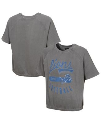 Outerstuff - Women's Gray Detroit Lions Mineral Wash Short Sleeve Top