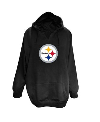 Женский черный пуловер Fanatics Pittsburgh Steelers Plus размера плюс с V-образным вырезом и толстовкой с капюшоном