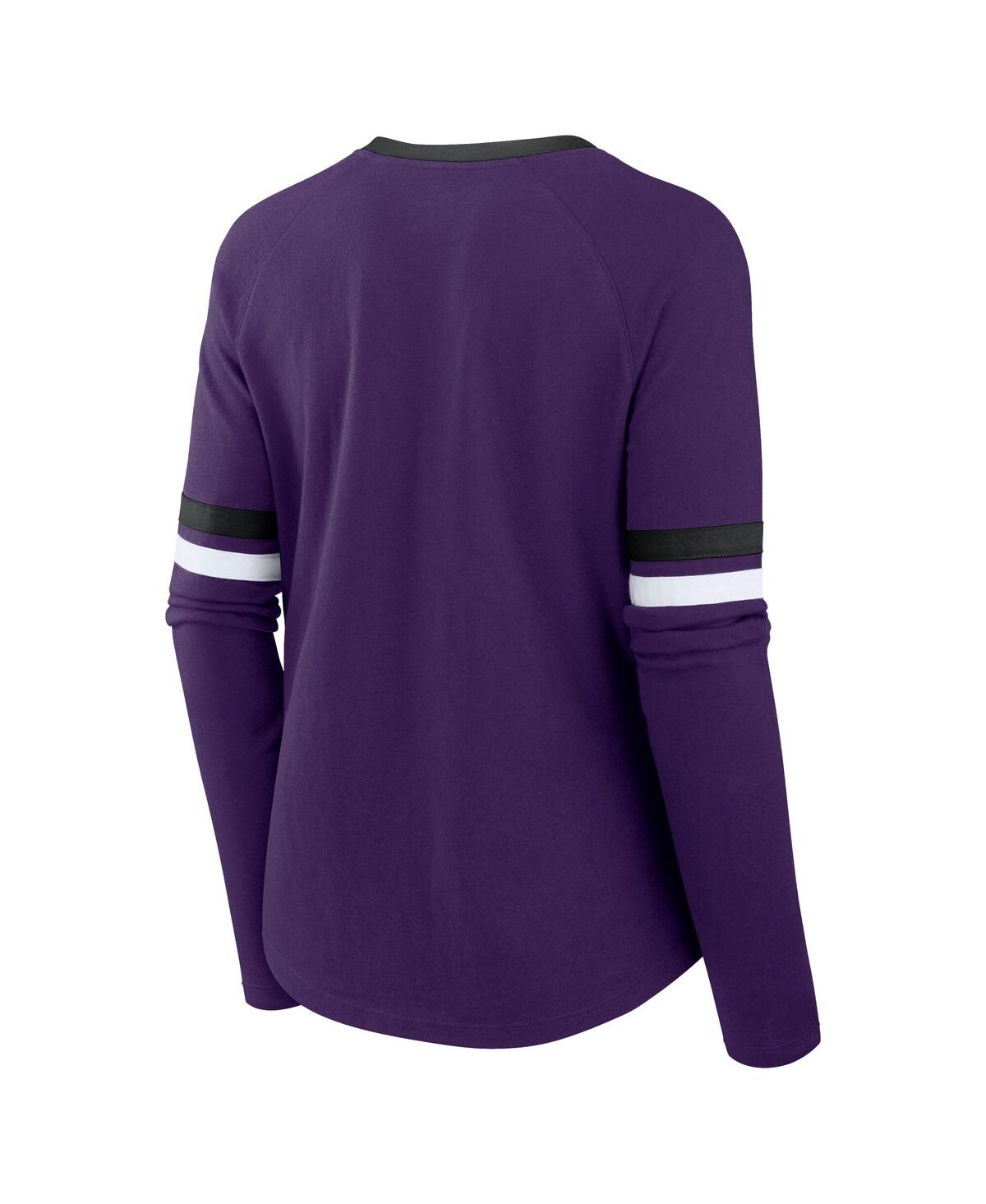 Fanatics Women's Purple Baltimore Ravens Plus Size Won Done Lace-up V-neck Long Sleeve T-shirt In Purple