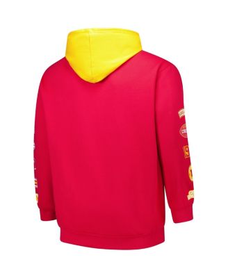 Мужская красная толстовка-пуловер Fanatics Kansas City Chiefs Big Tall с заплатками и капюшоном