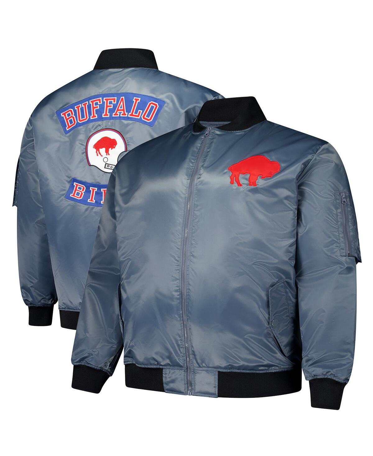 Men's Charcoal Buffalo Bills Big Tall Bomber Full-Zip Jacket - Charcoal