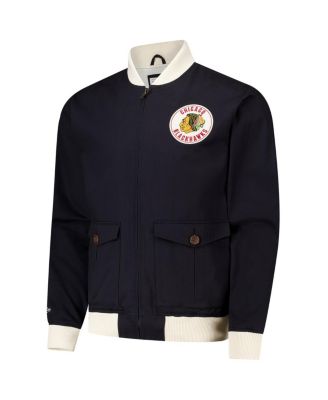 Мужская черная куртка Mitchell & Ness Chicago Blackhawks Vintage Coachs из хлопчатобумажной саржи на полной молнии
