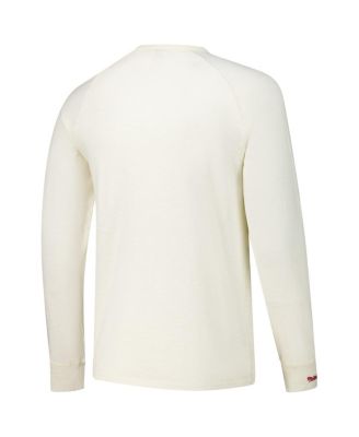 Мужская кремовая футболка Mitchell & Ness Cincinnati Reds с арочным логотипом и длинным рукавом Slub