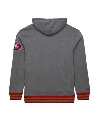 Мужская толстовка Mitchell & Ness Heather Grey San Francisco 49ers с винтажным логотипом и заснеженным флисовым пуловером с капюшоном