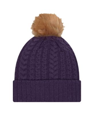 Роскошная вязаная шапка с манжетами и помпоном New Era для женщин фиолетового цвета LSU Tigers