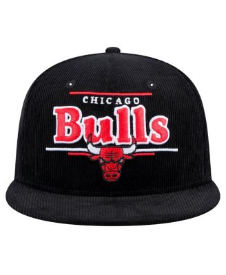 Men's Black Chicago Bulls Throwback Display Corduroy 9FIFTY Snapback Hat