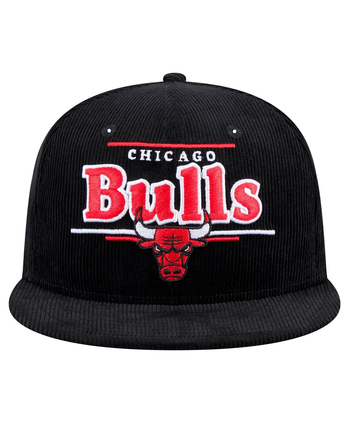 New Era Men's Black Chicago Bulls Throwback Display Corduroy 9fifty Snapback Hat In Black