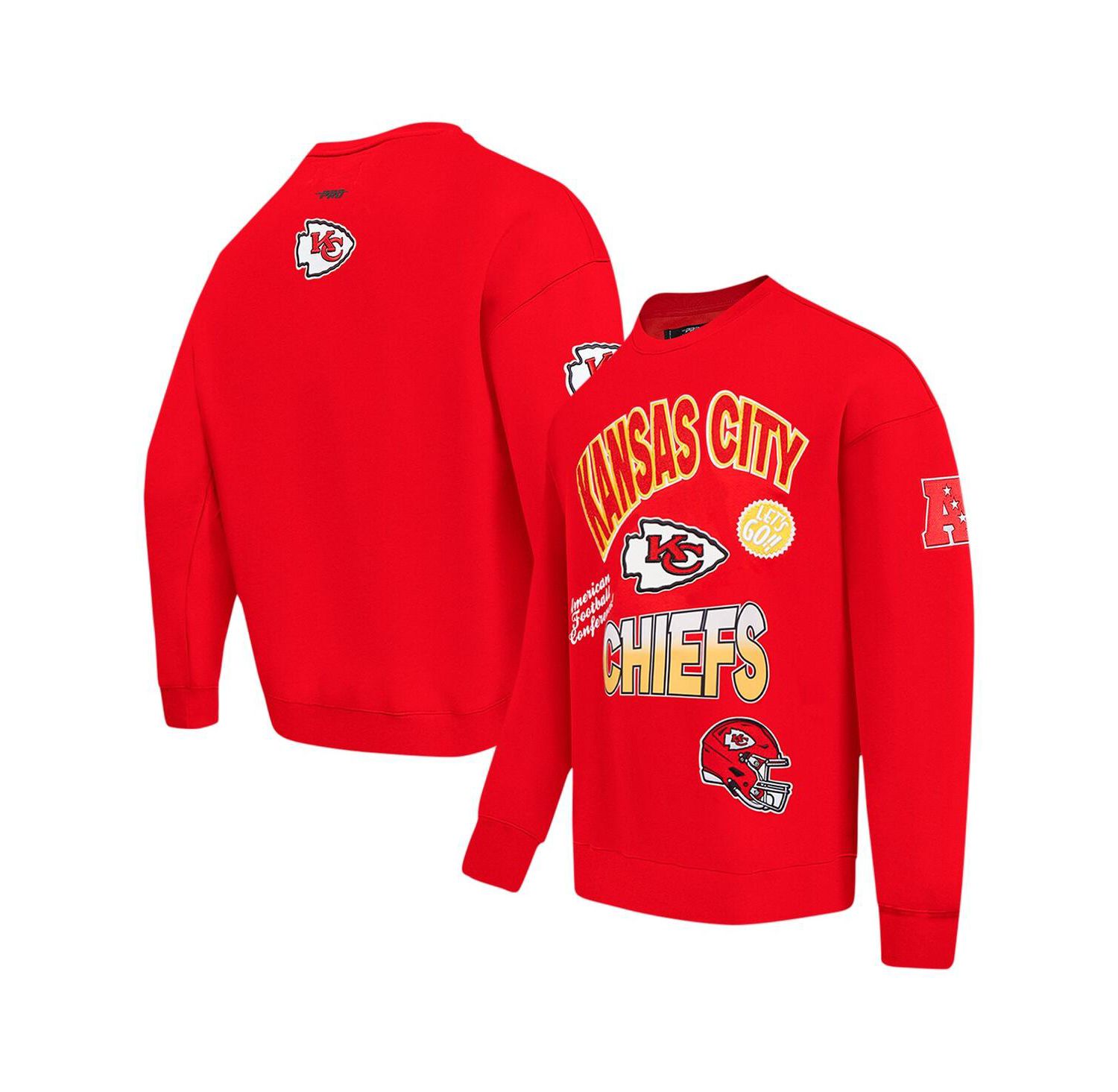 Men's Red Kansas City Chiefs Turn It Up Drop Shoulder Pullover Sweatshirt