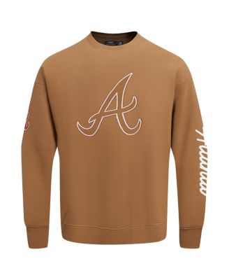 Pro Standard Men's Brown Atlanta Braves Paint The City Dropped Shoulder Pullover Sweatshirt