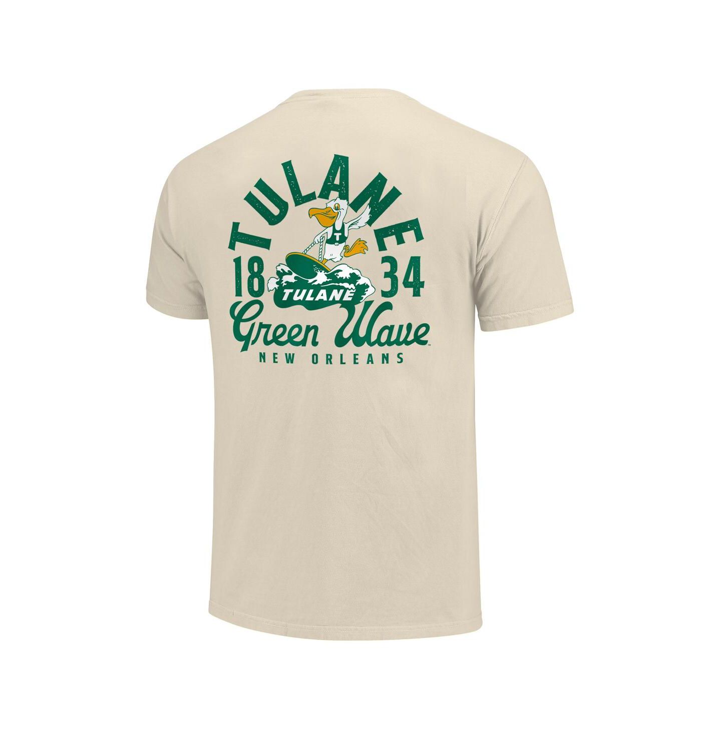 Мужская футболка Image One Cream Tulane Green Wave Comfort Colors Mascot Overlay — фото 2