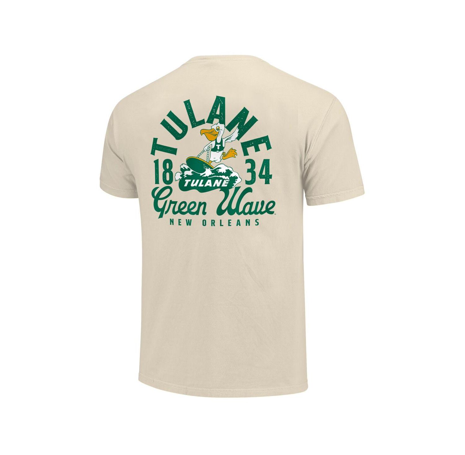 Men's Cream Tulane Green Wave Comfort Colors Mascot Overlay T-Shirt