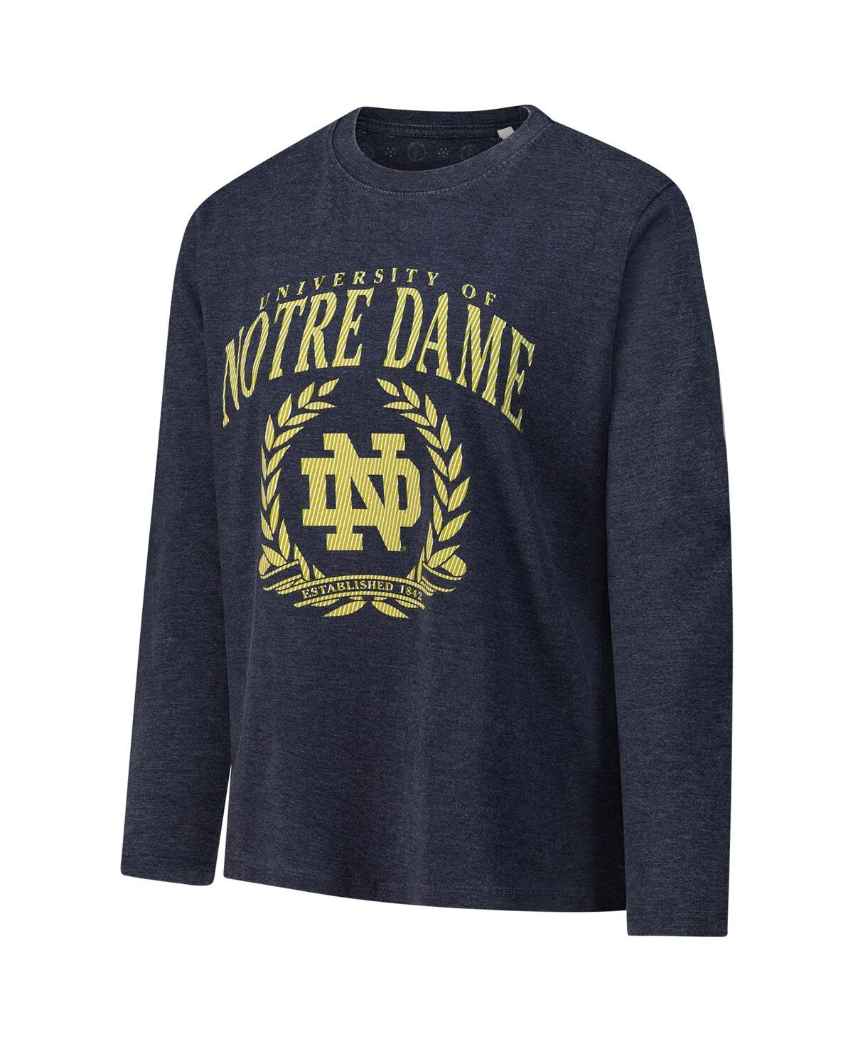 PRESSBOX WOMEN'S NAVY NOTRE DAME FIGHTING IRISH CHANDLER OLIVE LEAF ARCH LONG SLEEVE T-SHIRT 