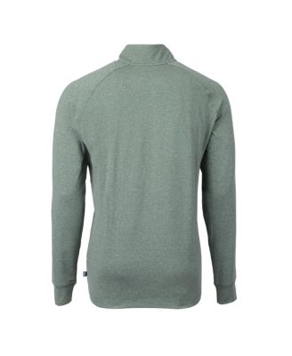 Мужской пуловер Cutter & Buck с логотипом Notre Dame Fighting Irish Alumni в стиле Хизер Грин, вязаный из тонкого трикотажа с застежкой на четверть молнии.