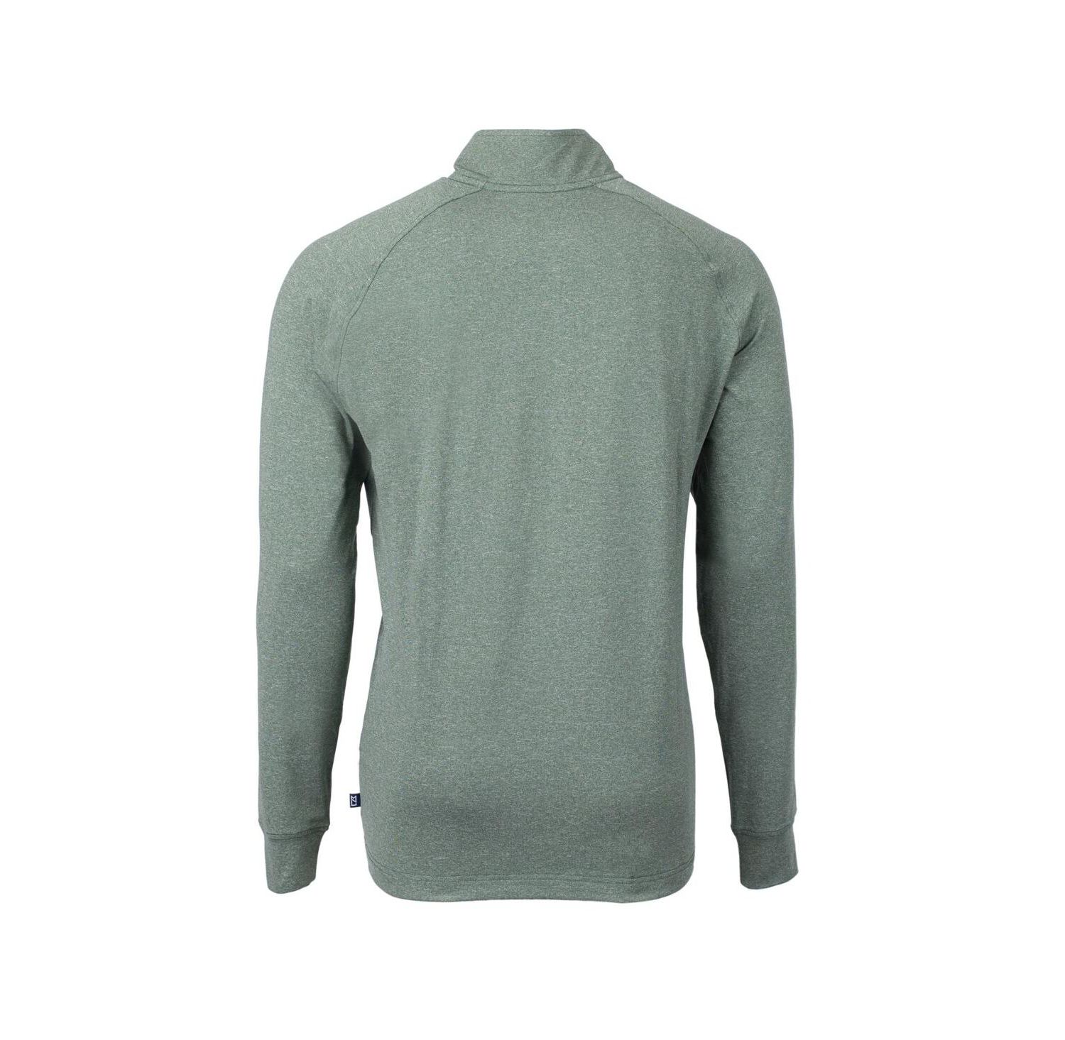 Men's Heather Green Notre Dame Fighting Irish Alumni Logo Adapt Knit Heathered Quarter-Zip Pullover Top