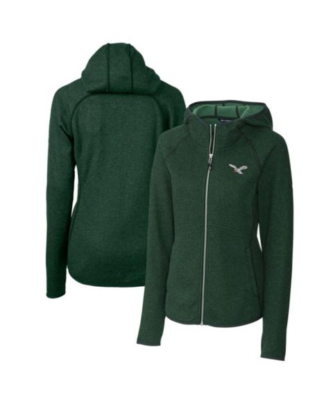 Женские худи Cutter & Buck Women's Green Philadelphia Eagles Gridiron Classics Logo Mainsail Sweater Knit Full-Zip