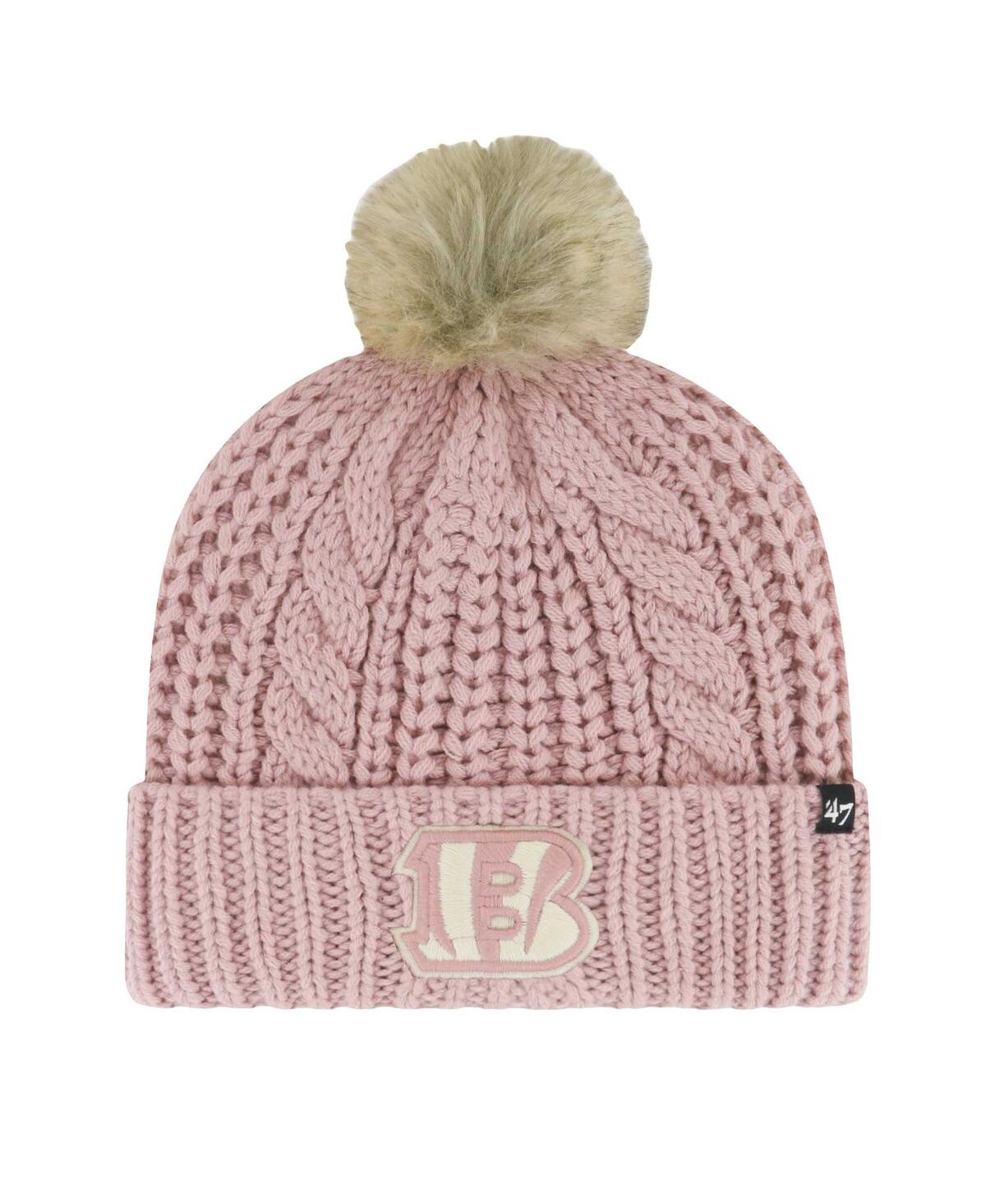 47 Brand Women's Dusty Rose Cincinnati Bengals Meeko Cuffed Knit Hat With Pom In Pink