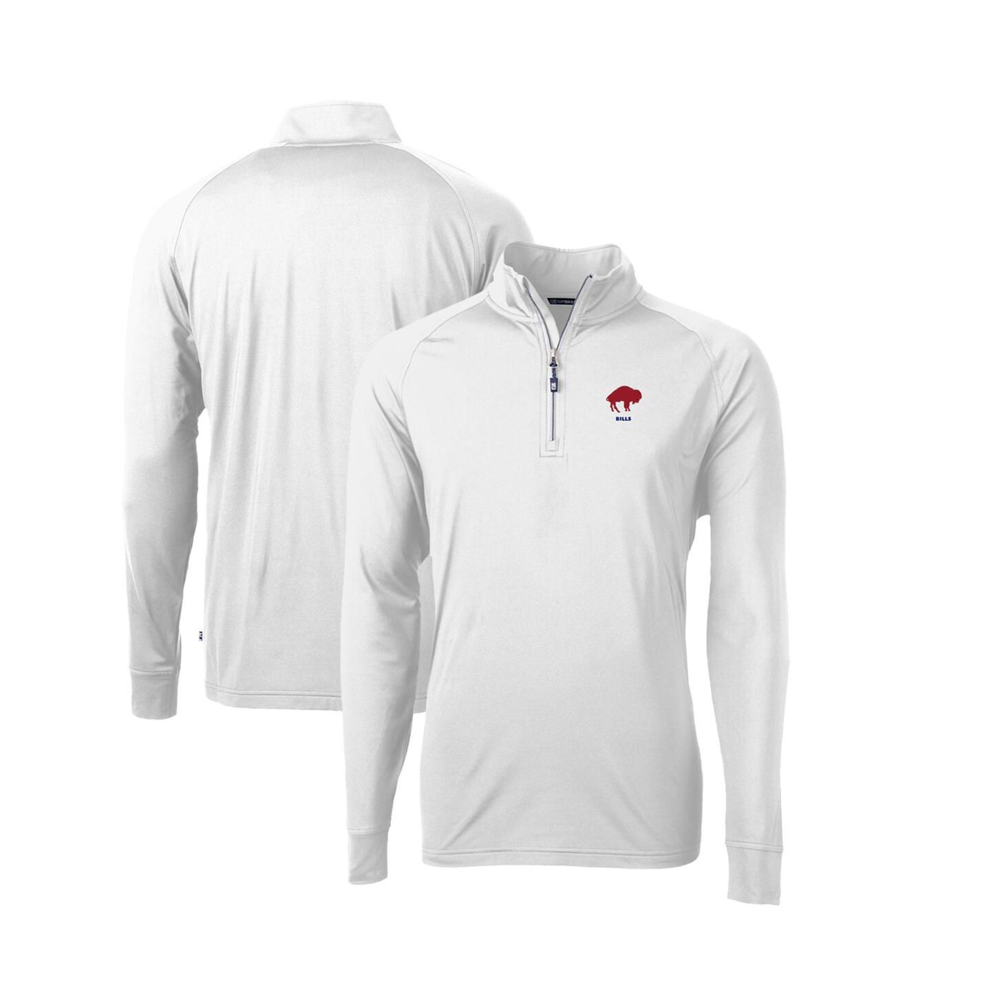 Мужской свитер Cutter & Buck White Buffalo Bills Adapt Eco Knit Stretch Quarter-Zip Throwback Pullover Top — фото 1
