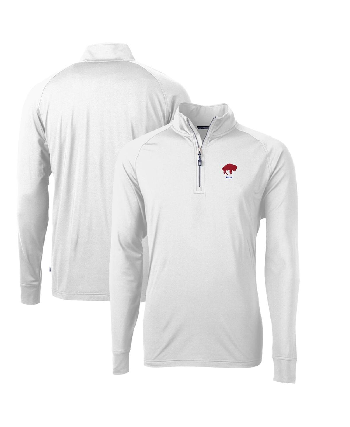 Cutter & Buck Men's White Buffalo Bills Adapt Eco Knit Stretch Quarter-Zip Throwback Pullover Top - White