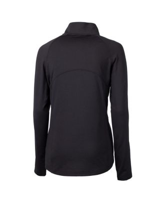 Женский черный пуловер Cutter & Buck с логотипом Detroit Lions Throwback Adapt из эластичного трикотажа на молнии до половины длины.