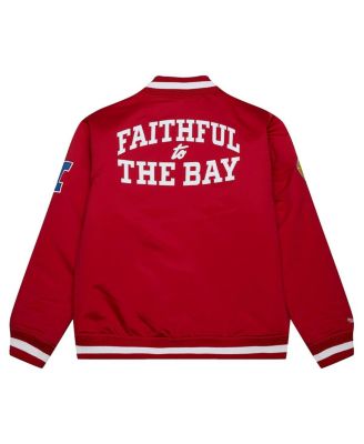 Мужская алая куртка Mitchell & Ness San Francisco 49ers из атласа в супертяжелом весе на молнии