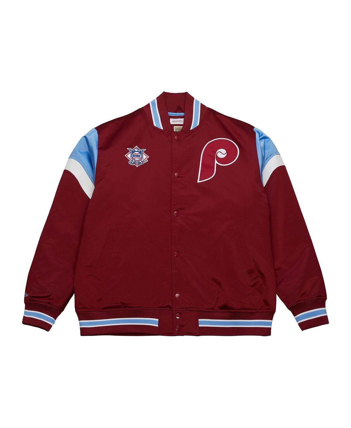Mitchell & Ness Men's Burgundy Philadelphia Phillies Heavyweight Button Front Satin Full-snap Jacket In Burgundy
