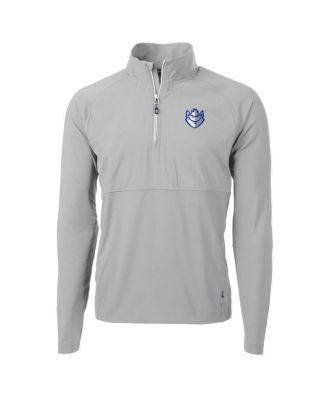 Cutter & Buck - Men's Silver Saint Louis Billikens Adapt Knit Hybrid Quarter-Zip Pullover Top