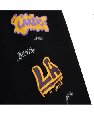 Мужские черные спортивные штаны Mitchell & Ness с наклейкой Los Angeles Lakers Slap