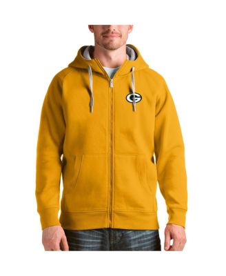 Antigua - Men's  Gold Green Bay Packers Victory Full-Zip Hoodie