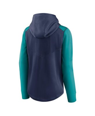 Nike женская темно-синий/Аква Сиэтл Маринерс Бейсбол аутентичные коллекции производительность полный zip толстовка с капюшоном