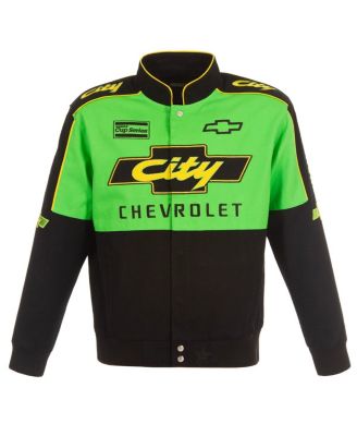 Men's Black/Green NASCAR City Chevrolet Legend Full-Snap Twill Uniform Jacket