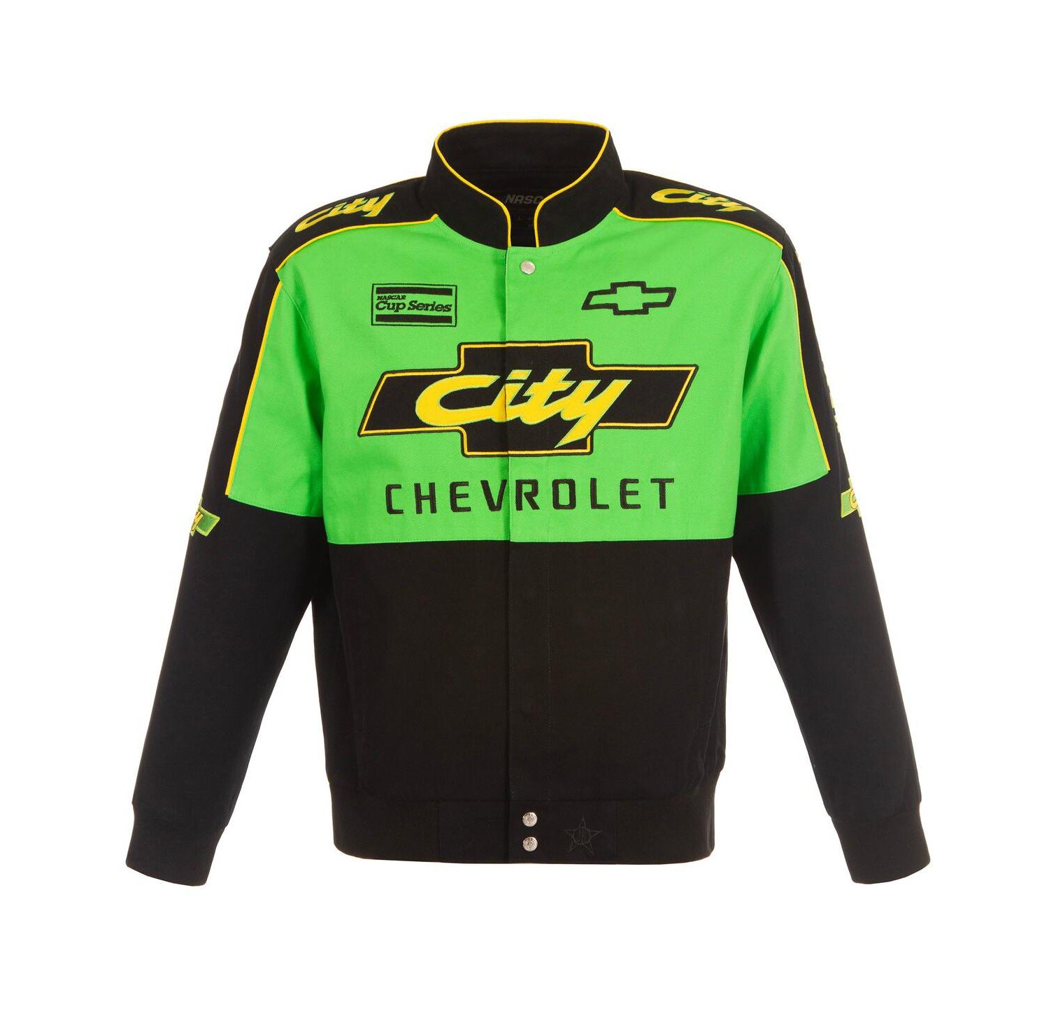 Men's Black/Green NASCAR City Chevrolet Legend Full-Snap Twill Uniform Jacket