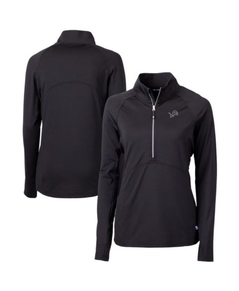 Женский свитер Cutter & Buck Black Detroit Lions Adapt Knit Stretch Half-Zip Pullover Top