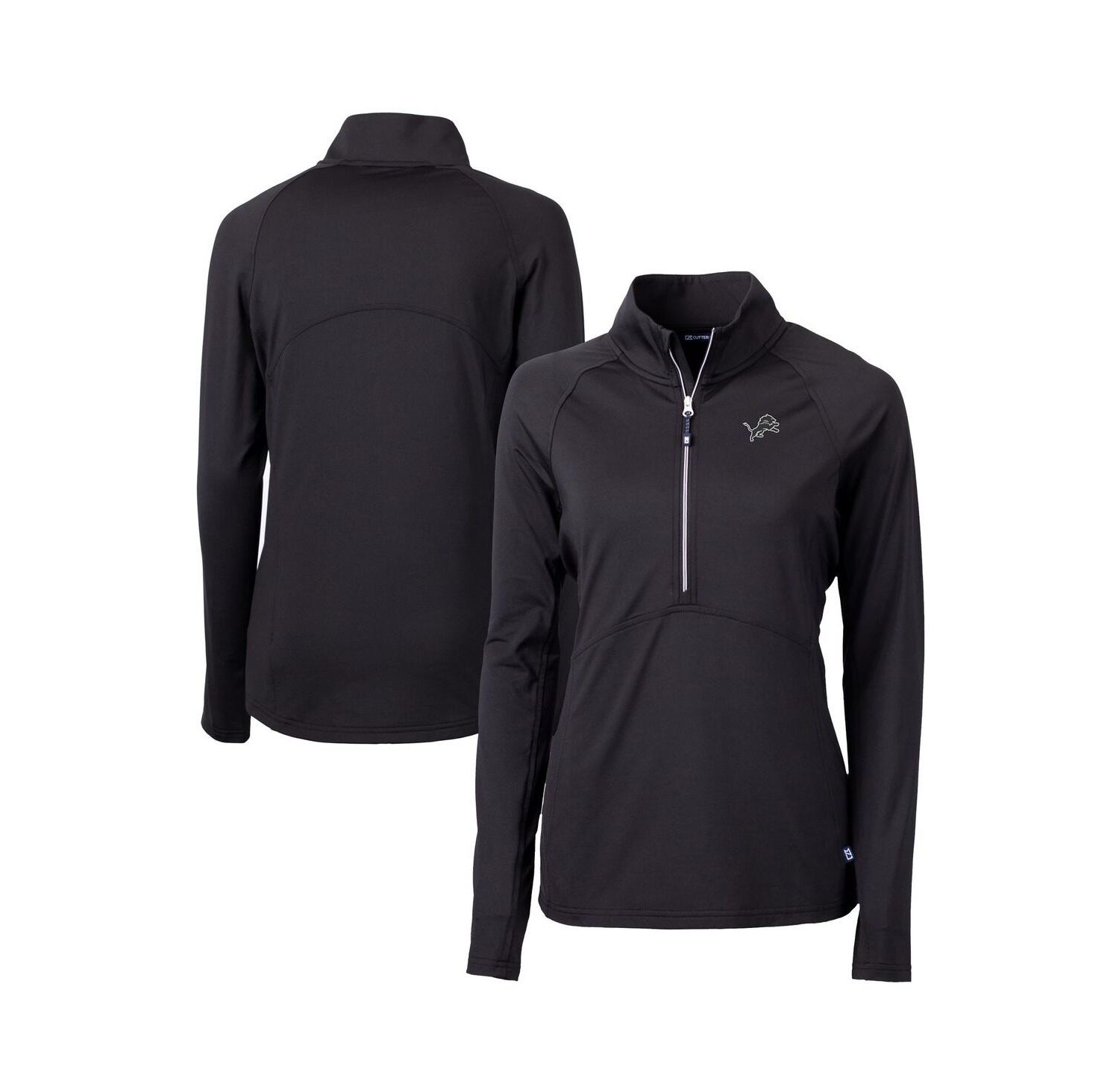 Women's Black Detroit Lions Adapt Knit Stretch Half-Zip Pullover Top